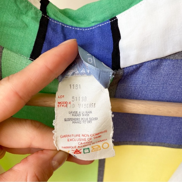 80s Vintage Colourful Geometric Print Mondrian Short Sleeves Button Down Shirt - Picture 8 of 8